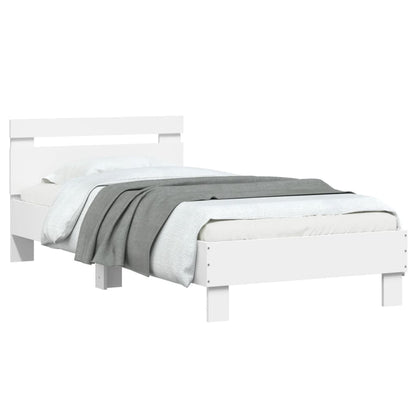 Bedframe Met Hoofdbord Bewerkt Hout Wit 75X190 Cm