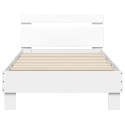 Bedframe Met Hoofdbord Bewerkt Hout Wit 75X190 Cm