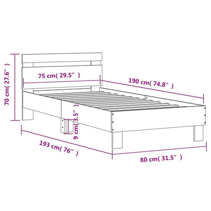 Bedframe Met Hoofdbord Bewerkt Hout Wit 75X190 Cm