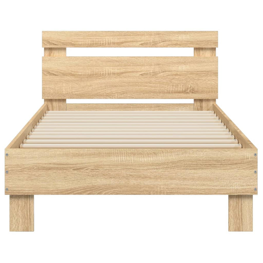 Bedframe Met Hoofdbord Bewerkt Hout Sonoma Eiken 75X190 Cm