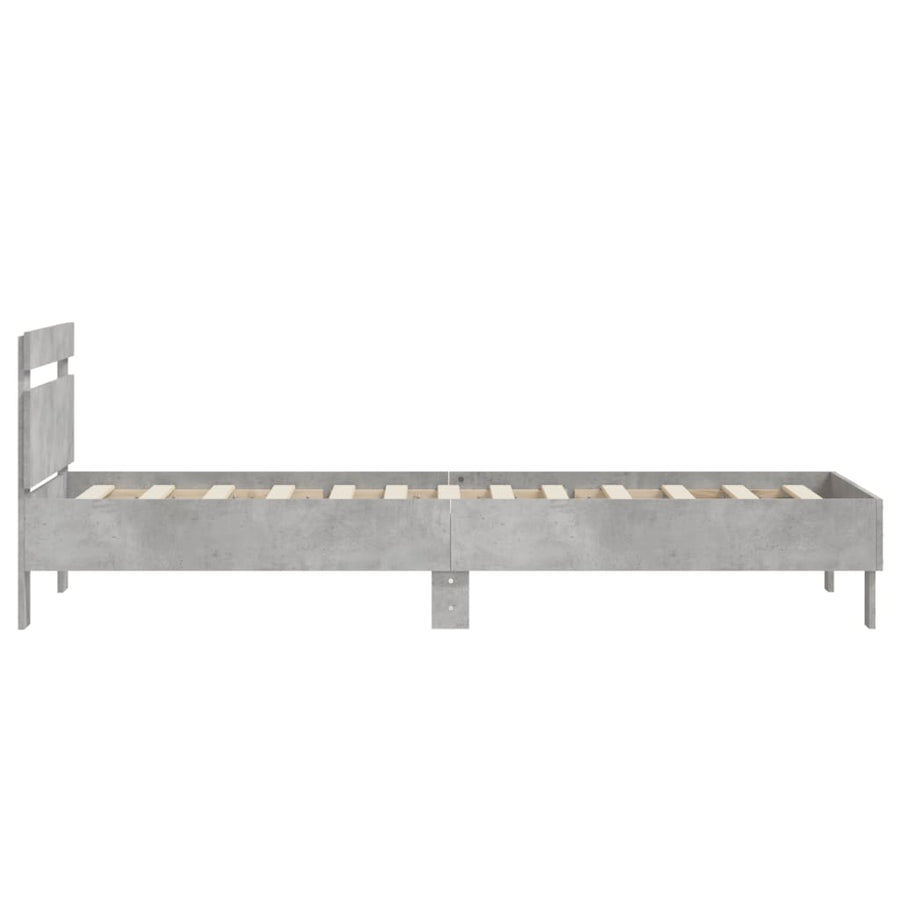 Bedframe Met Hoofdbord Bewerkt Hout Betongrijs 75X190 Cm