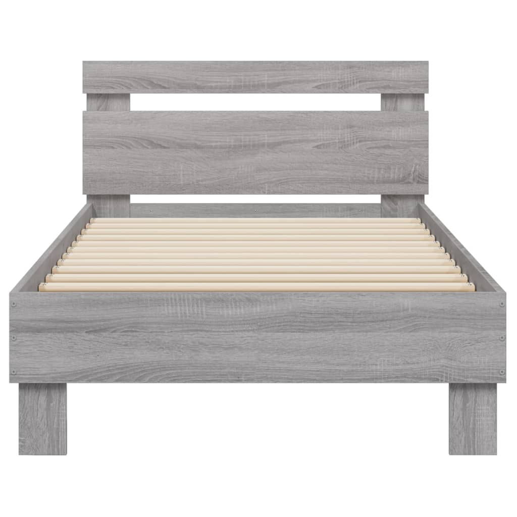 Bedframe Met Hoofdbord Bewerkt Hout Grijs Sonoma 75X190 Cm