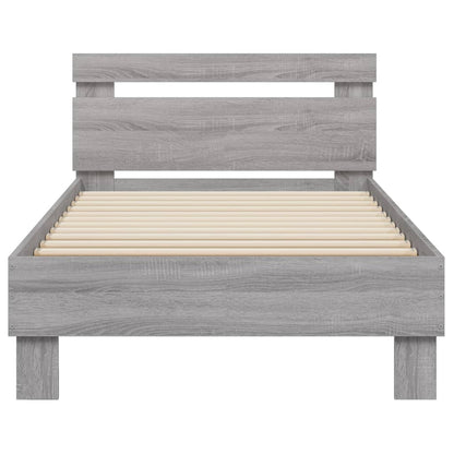 Bedframe Met Hoofdbord Bewerkt Hout Grijs Sonoma 75X190 Cm