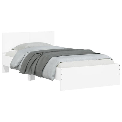 Bedframe met hoofdbord bewerkt hout wit 100x200 cm