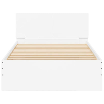 Bedframe met hoofdbord bewerkt hout wit 100x200 cm