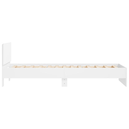 Bedframe met hoofdbord bewerkt hout wit 100x200 cm