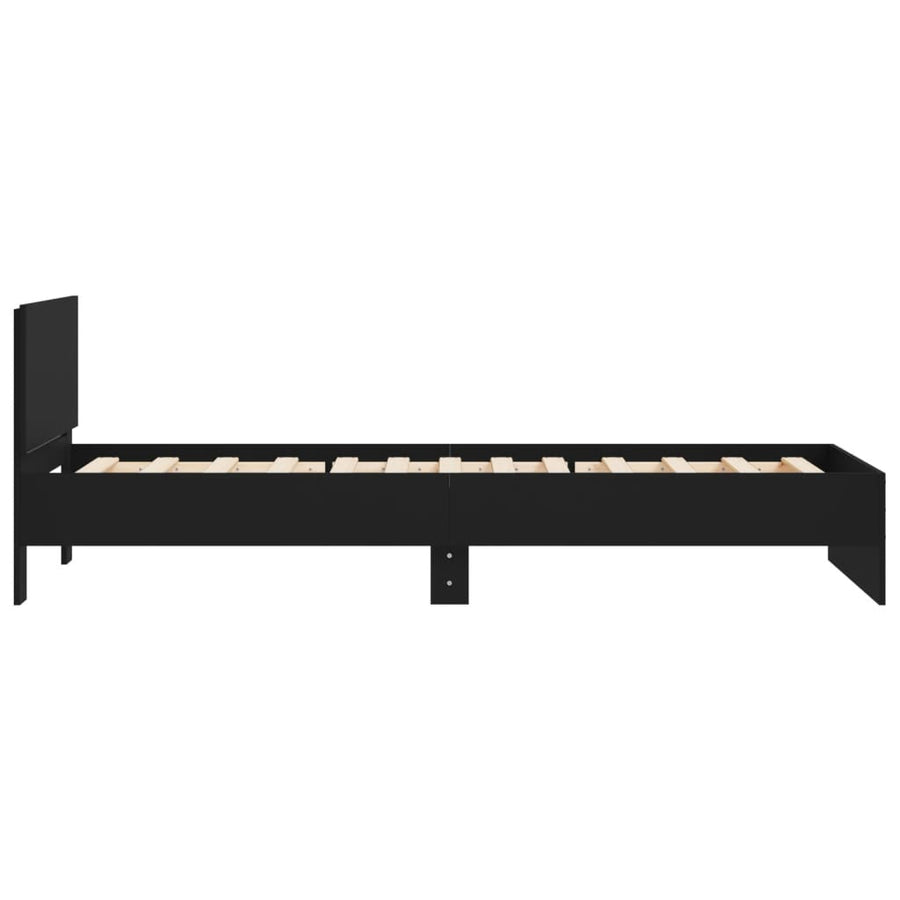 Bedframe met hoofdbord bewerkt hout zwart 100x200 cm