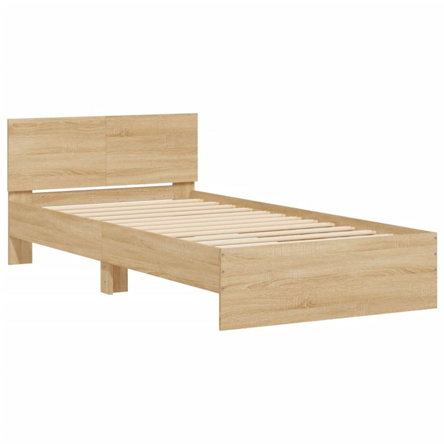 Bedframe met hoofdeinde bewerkt hout sonoma eiken 100x200 cm