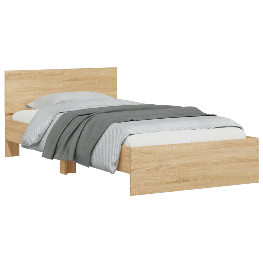 Bedframe met hoofdeinde bewerkt hout sonoma eiken 100x200 cm