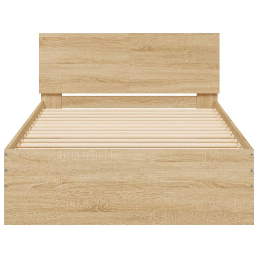 Bedframe met hoofdeinde bewerkt hout sonoma eiken 100x200 cm