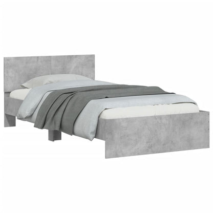 Bedframe met hoofdeinde bewerkt hout betongrijs 100x200 cm