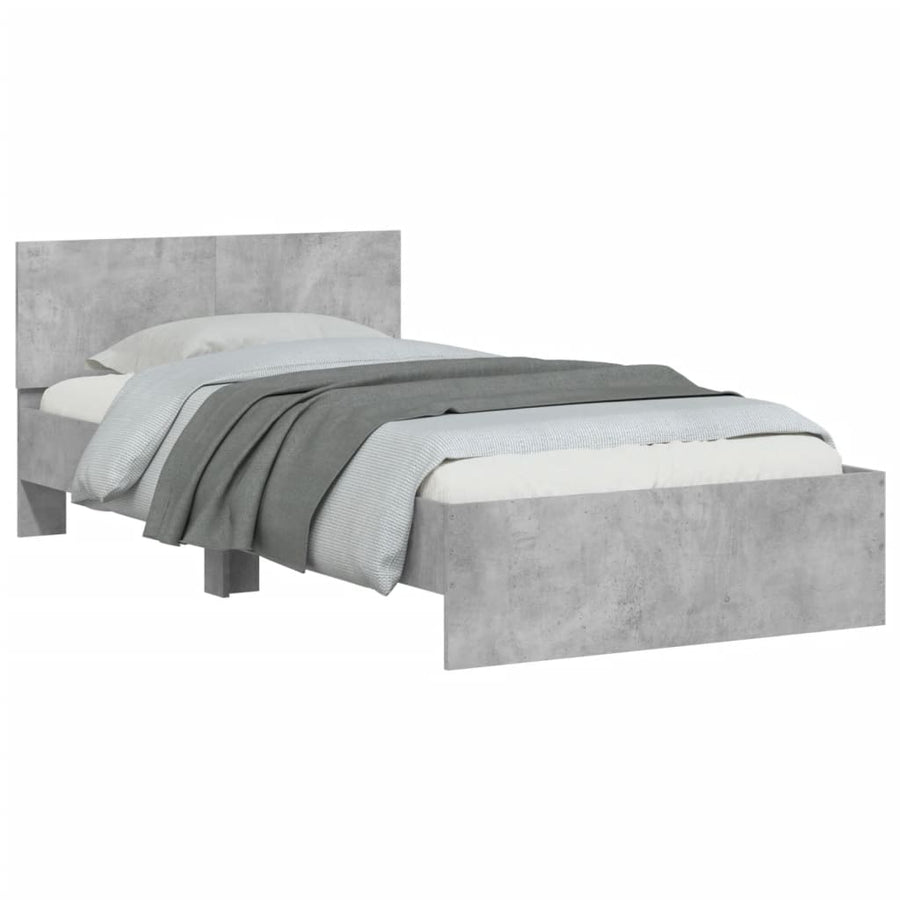 Bedframe met hoofdeinde bewerkt hout betongrijs 100x200 cm