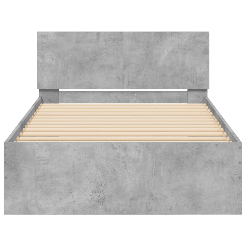 Bedframe met hoofdeinde bewerkt hout betongrijs 100x200 cm