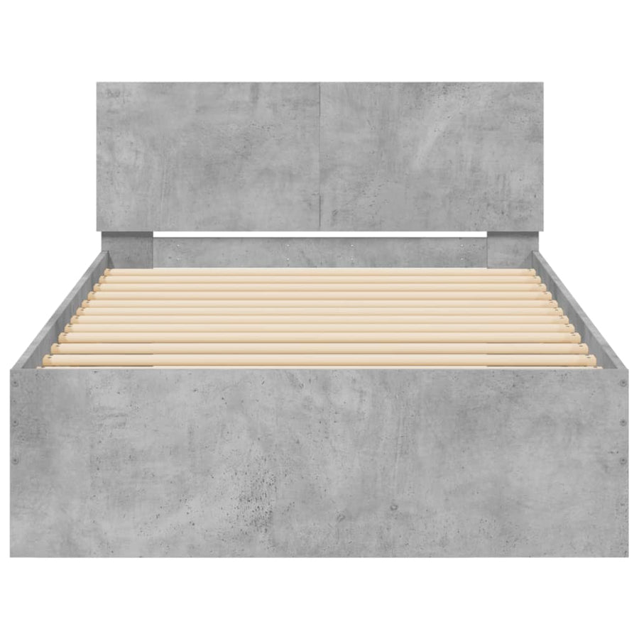 Bedframe met hoofdeinde bewerkt hout betongrijs 100x200 cm