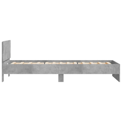 Bedframe met hoofdeinde bewerkt hout betongrijs 100x200 cm