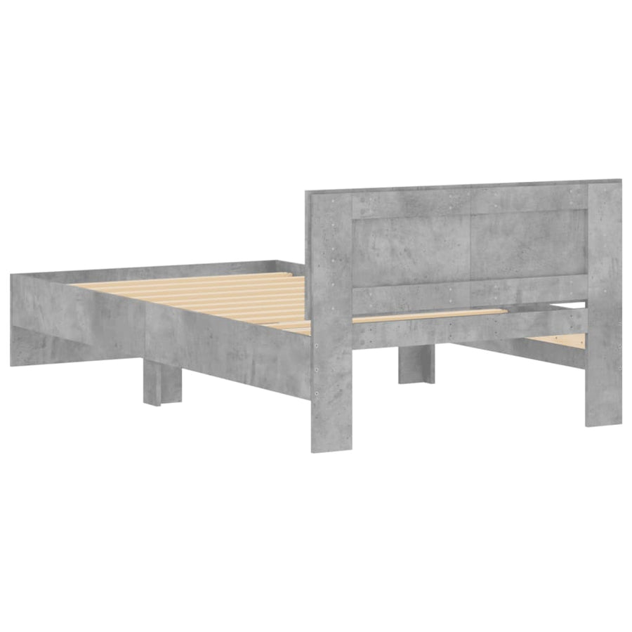 Bedframe met hoofdeinde bewerkt hout betongrijs 100x200 cm
