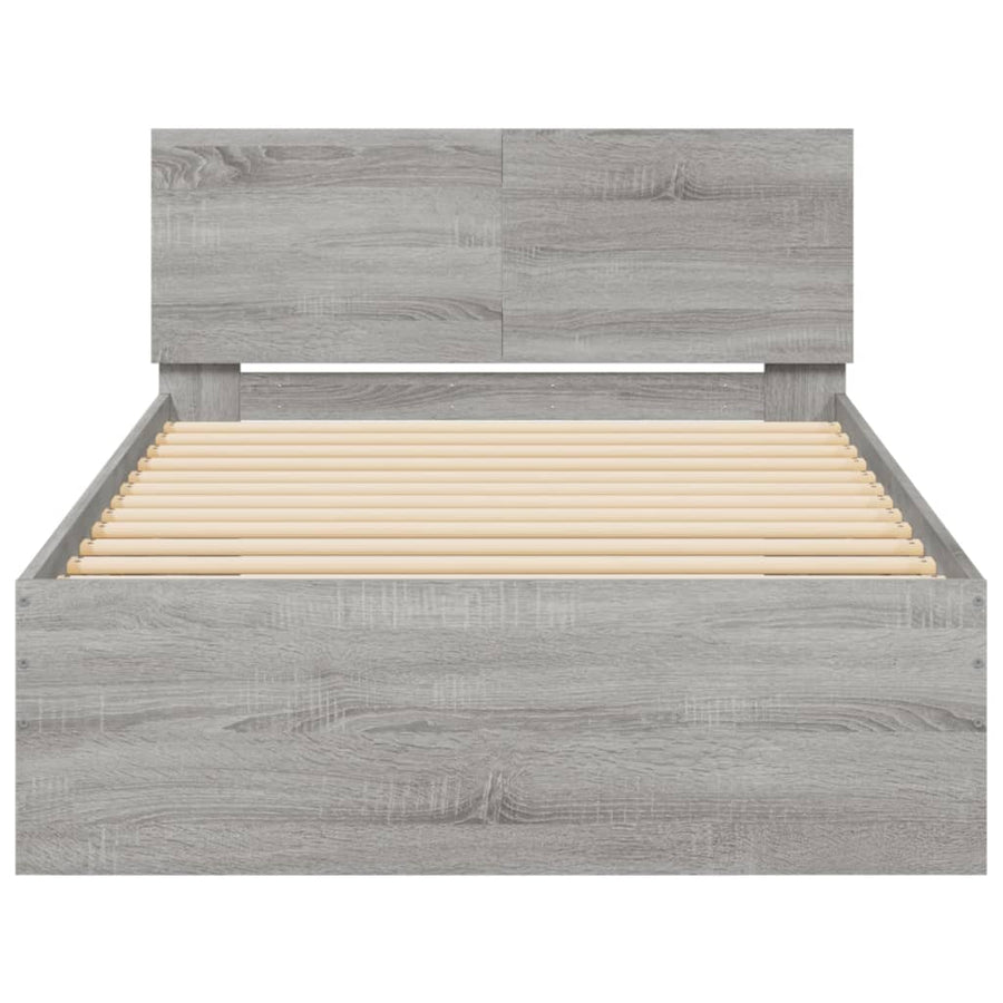 Bedframe met hoofdeinde bewerkt hout grijs sonoma 100x200 cm