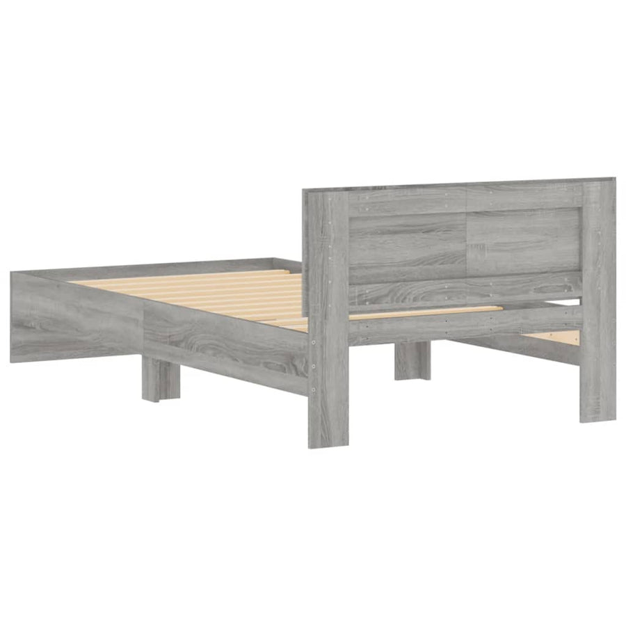 Bedframe met hoofdeinde bewerkt hout grijs sonoma 100x200 cm