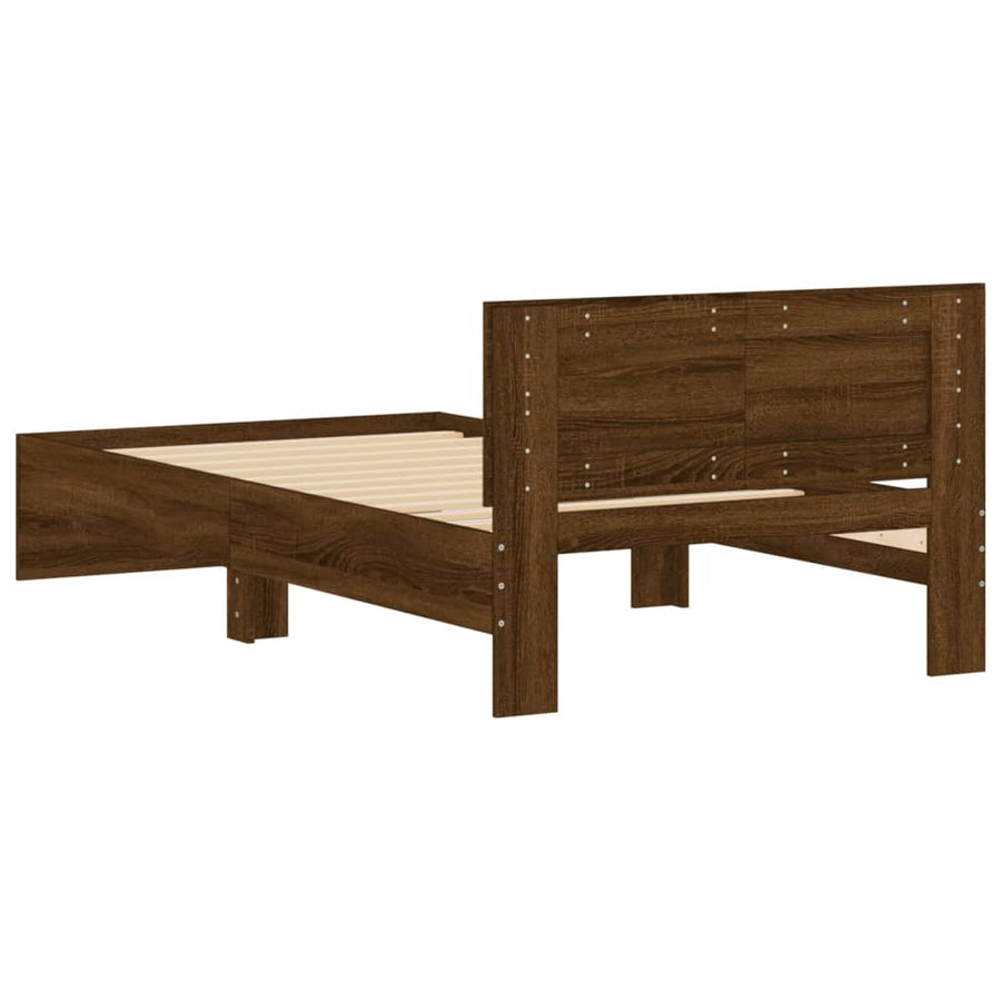 Bedframe met hoofdeinde bewerkt hout bruineikenkleur 100x200 cm