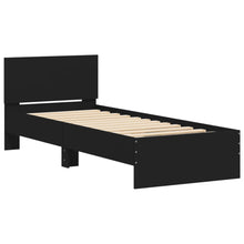 Bedframe met hoofdeinde bewerkt hout zwart 90x200 cm
