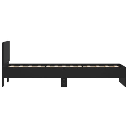 Bedframe met hoofdeinde bewerkt hout zwart 90x200 cm