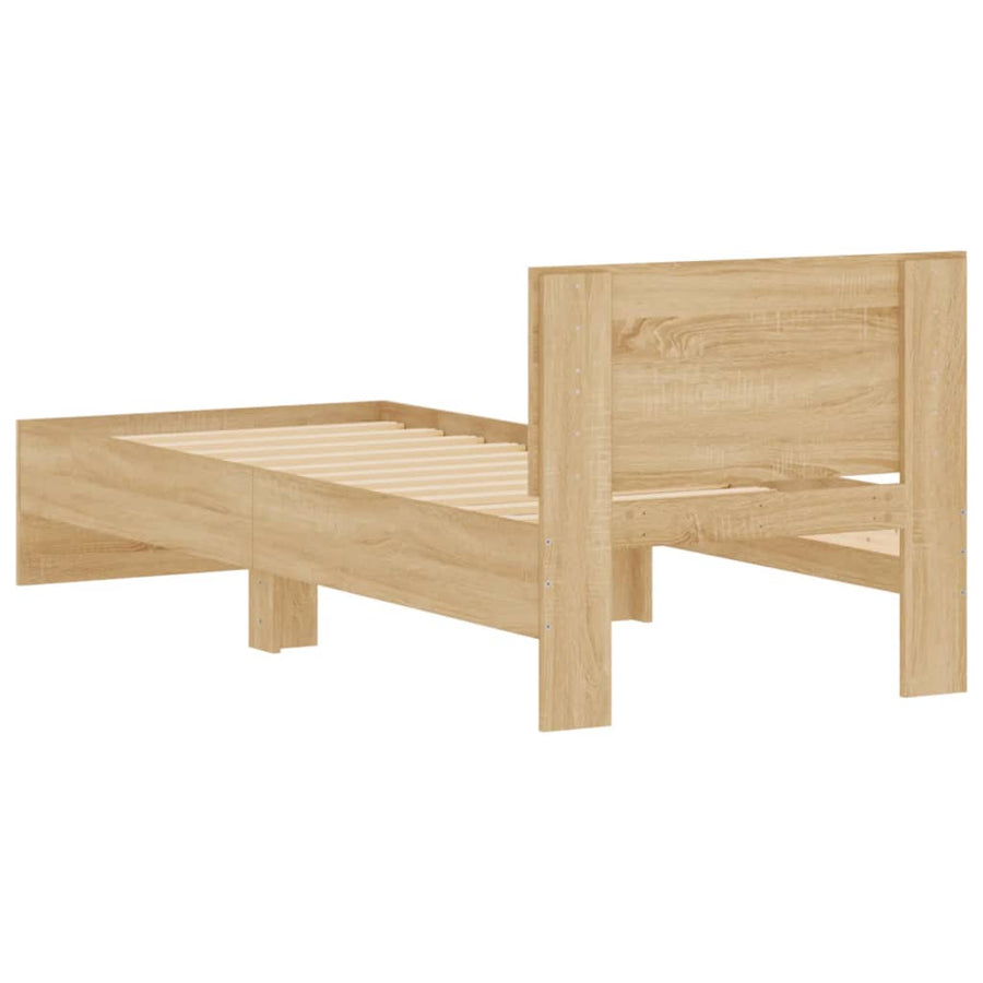 Bedframe met hoofdeinde bewerkt hout sonoma eiken 100x200 cm