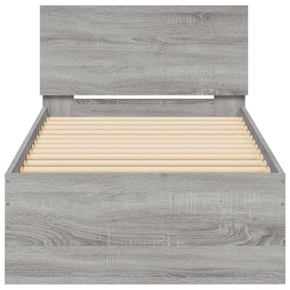 Bedframe met hoofdeinde bewerkt hout grijs sonoma 90x200 cm