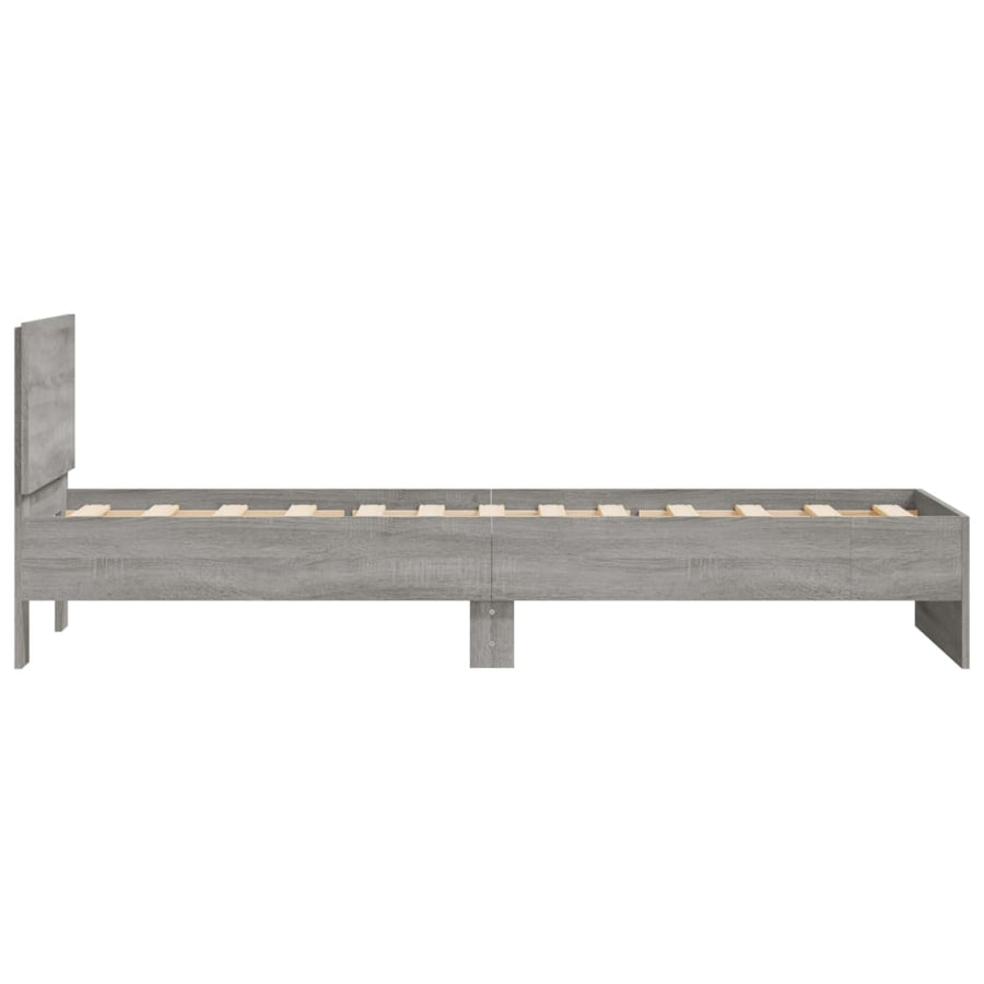 Bedframe met hoofdeinde bewerkt hout grijs sonoma 90x200 cm
