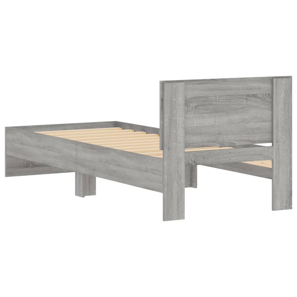 Bedframe met hoofdeinde bewerkt hout grijs sonoma 90x200 cm
