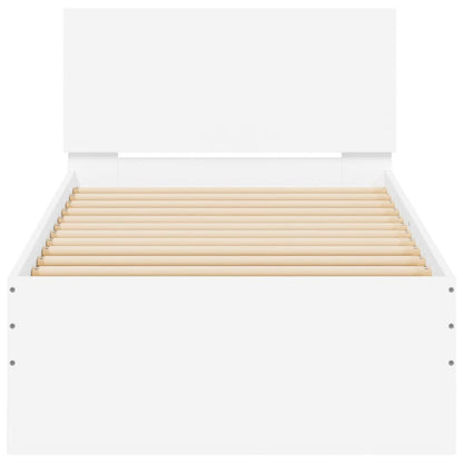 Bedframe met hoofdeinde bewerkt hout wit 90x190 cm