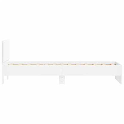 Bedframe met hoofdeinde bewerkt hout wit 90x190 cm