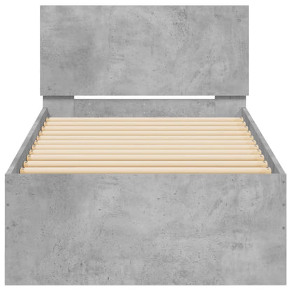 Bedframe met hoofdeinde bewerkt hout betongrijs 90x190 cm