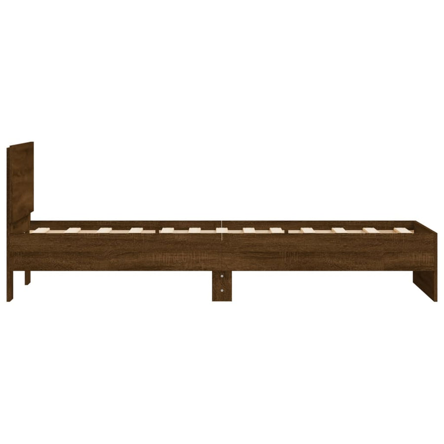 Bedframe met hoofdeinde bewerkt hout bruineikenkleur 90x190 cm