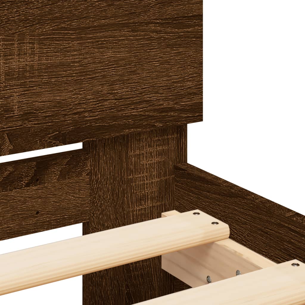 Bedframe met hoofdeinde bewerkt hout bruineikenkleur 90x190 cm