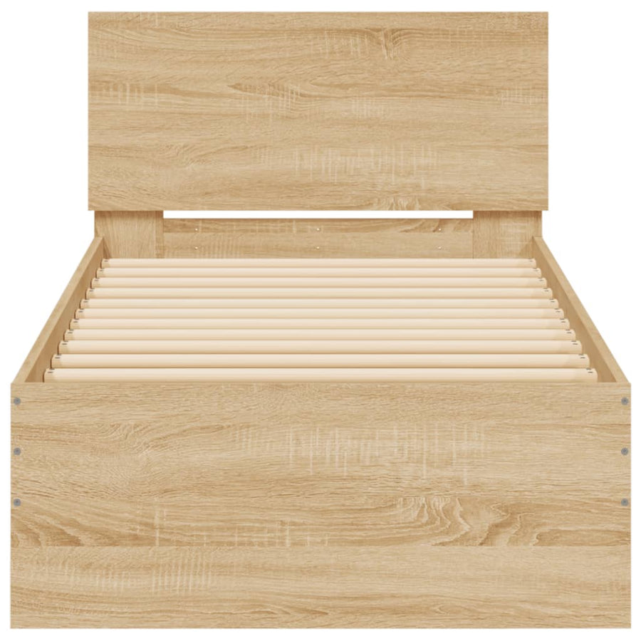 Bedframe met hoofdbord bewerkt hout sonoma eiken 75x190 cm