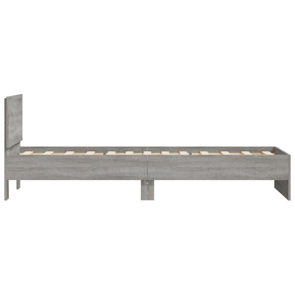 Bedframe met hoofdbord bewerkt hout grijs sonoma 75x190 cm