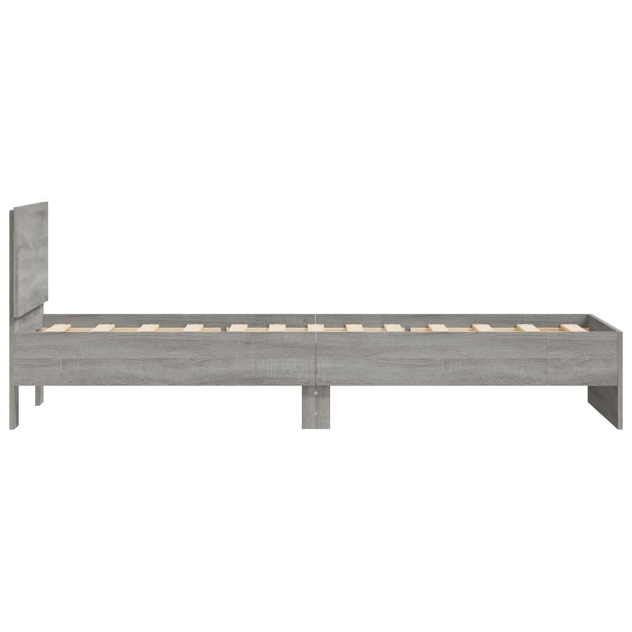 Bedframe met hoofdbord bewerkt hout grijs sonoma 75x190 cm