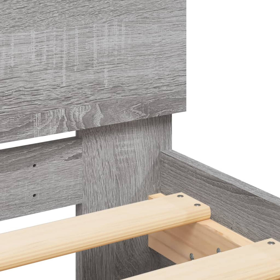 Bedframe met hoofdbord bewerkt hout grijs sonoma 75x190 cm