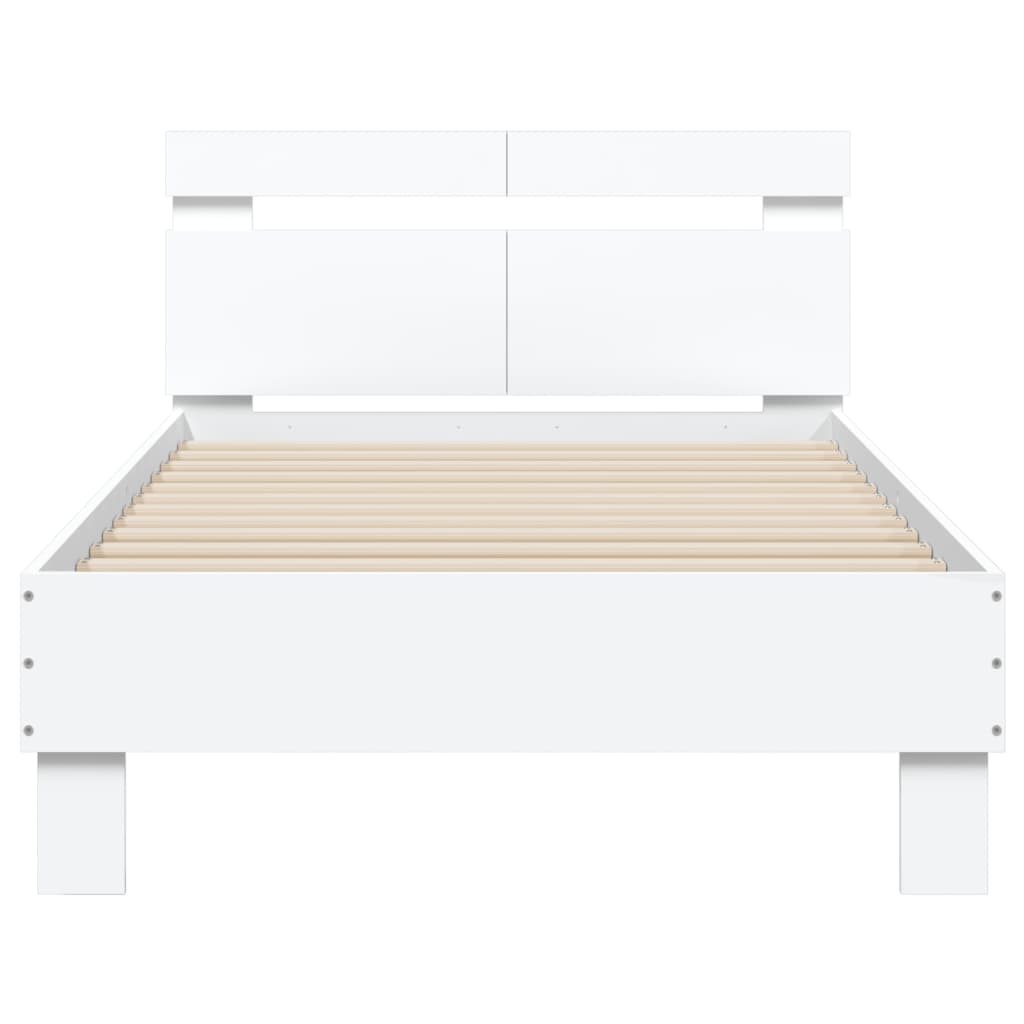 Bedframe met hoofdbord en LED-verlichting wit 100x200 cm