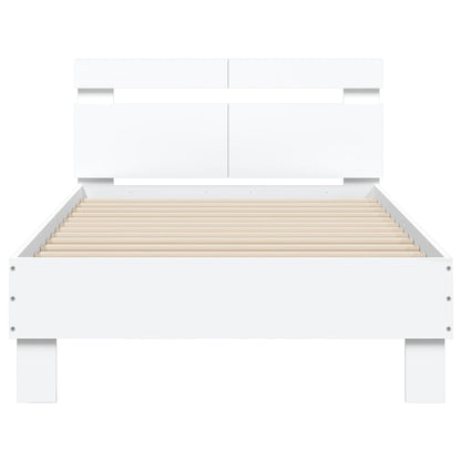 Bedframe met hoofdbord en LED-verlichting wit 100x200 cm