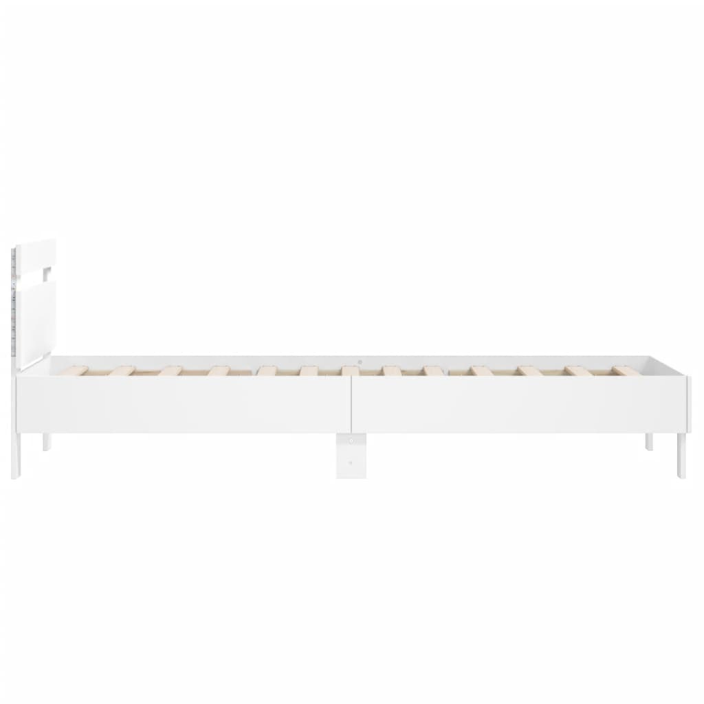 Bedframe met hoofdbord en LED-verlichting wit 100x200 cm
