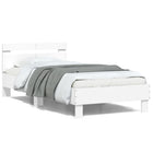 Bedframe met hoofdbord en LED-verlichting wit 100x200 cm