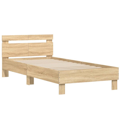 Bedframe met hoofdbord en LED sonoma eikenkleurig 100x200 cm