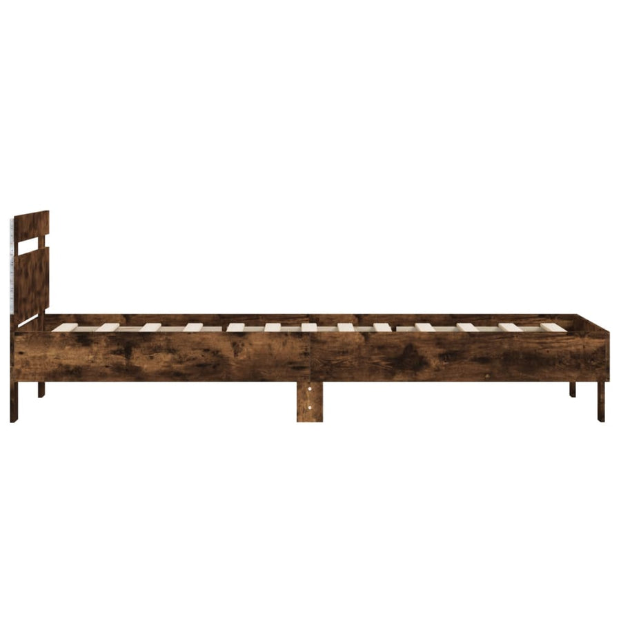 Bedframe met hoofdbord en LED gerookt eikenkleur 100x200 cm