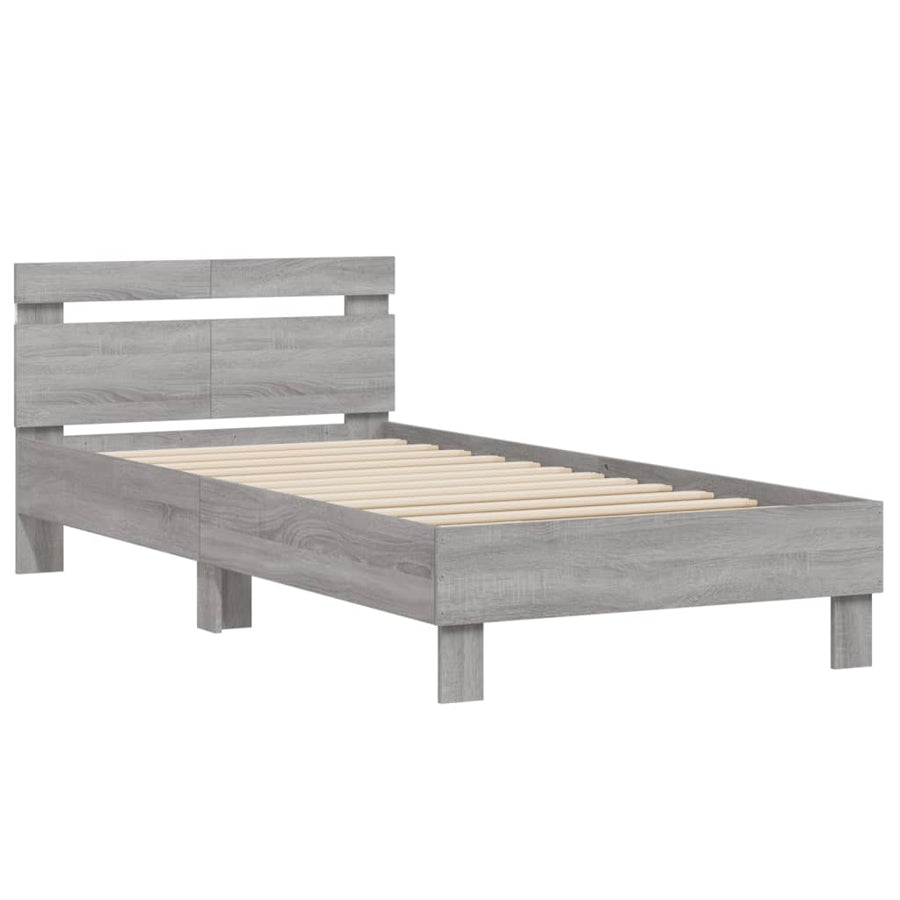 Bedframe met hoofdbord en LED grijs sonoma eiken 100x200 cm