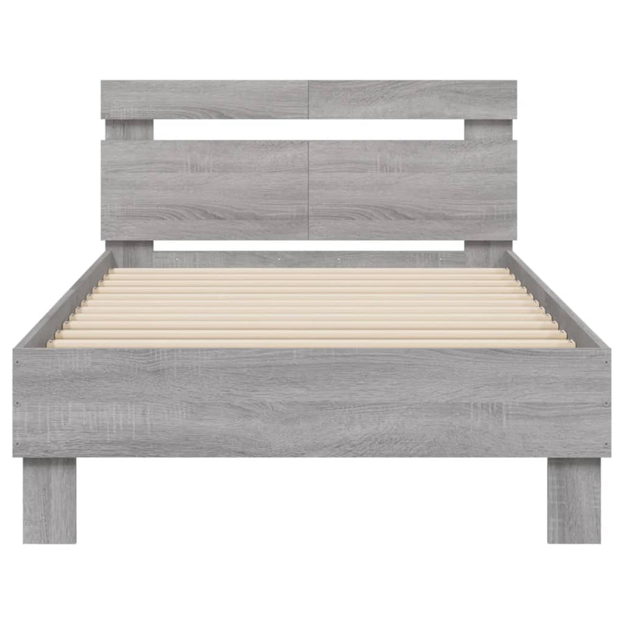 Bedframe met hoofdbord en LED grijs sonoma eiken 100x200 cm