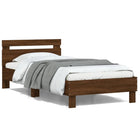 Bedframe 100x200 cm bruin eikenkleur met LED hoofdbord