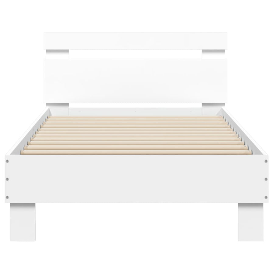 Bedframe met hoofdbord en LED-verlichting wit 90x200 cm
