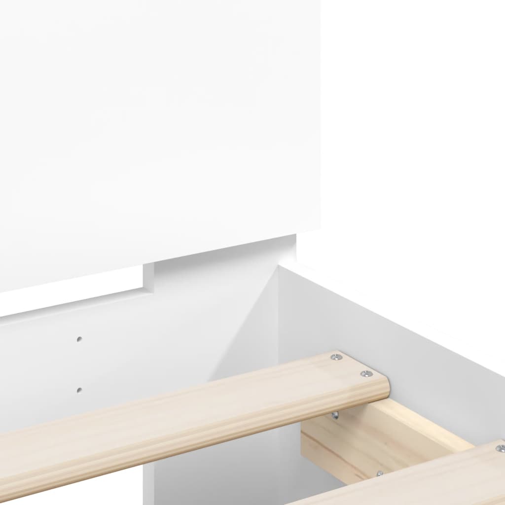 Bedframe met hoofdbord en LED-verlichting wit 90x200 cm