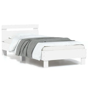 Bedframe 90x200 cm wit met led hoofdbord
